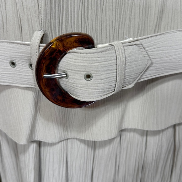 Jeffrey and Dara By Linda Hutley Elegant Beige Belted Maxi Dress 1980’s 15/16 - Picture 3 of 12